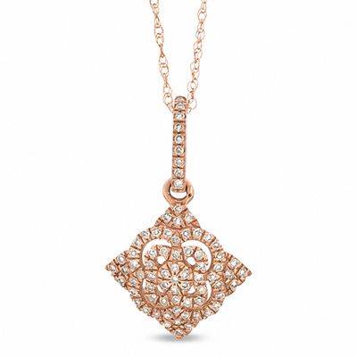 0.20 CT. T.W. Diamond Kite Drop Pendant in 10K Rose Gold