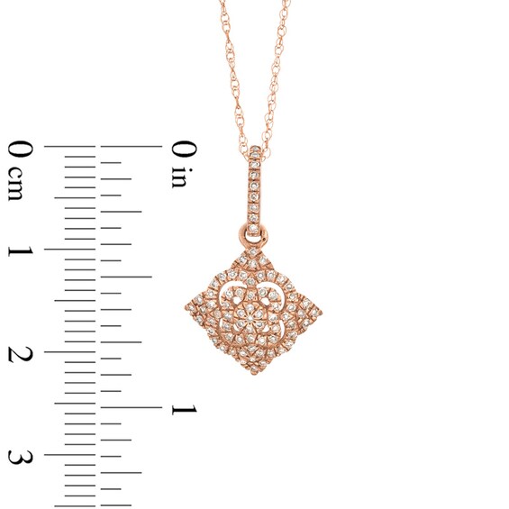 0.20 CT. T.W. Diamond Kite Drop Pendant in 10K Rose Gold