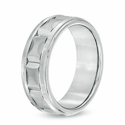 Triton Men's 8.0mm Comfort Fit White Tungsten Wedding Band - Size 10