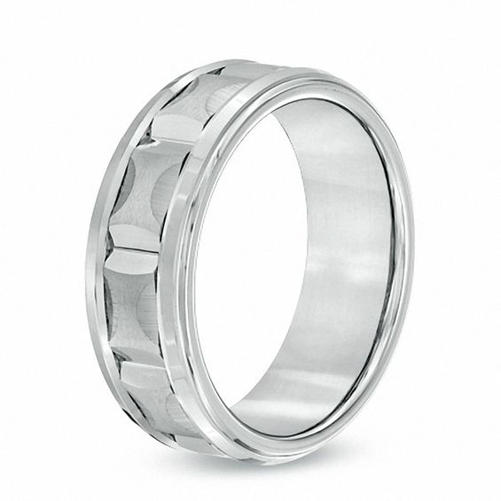 Triton Men's 8.0mm Comfort Fit White Tungsten Wedding Band - Size 10