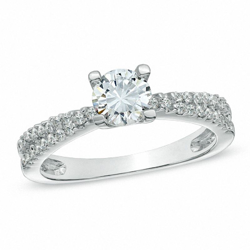 0.60 CT. T.W. Diamond Double Row Engagement Ring in 10K White Gold|Peoples Jewellers