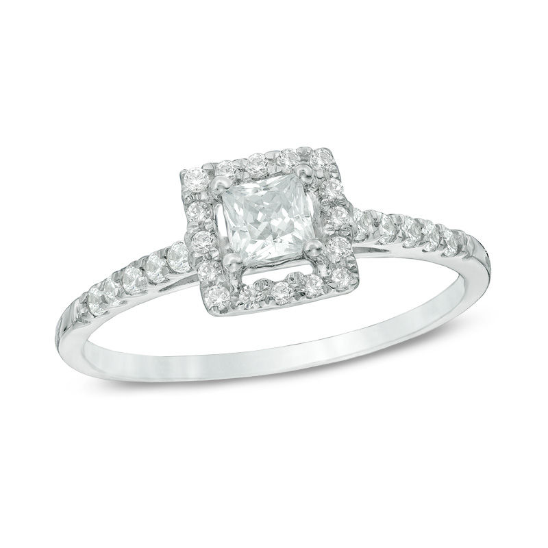 princess cut diamond framed engagement ring