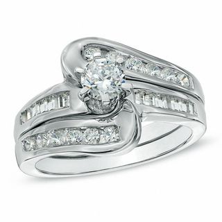 1.20 CT. T.W. Diamond Swirl Bridal Set in 10K Gold