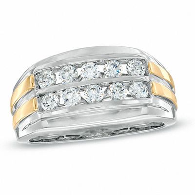 Men's 1.00 CT. T.W. Diamond Anniversary Band in 10K Two-Tone Gold