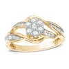 Thumbnail Image 0 of 0.50 CT. T.W. Diamond Cluster Open Waves Ring in 10K Gold