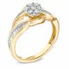 Thumbnail Image 1 of 0.50 CT. T.W. Diamond Cluster Open Waves Ring in 10K Gold