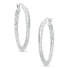 Ridged Hoop Earrings in Sterling Silver