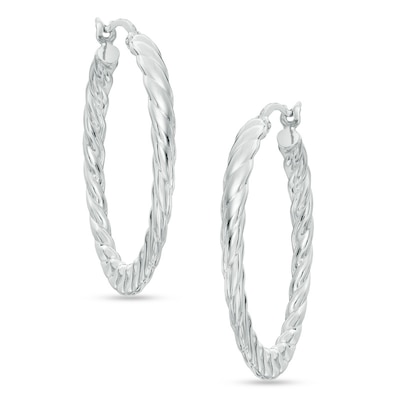 Ridged Hoop Earrings in Sterling Silver