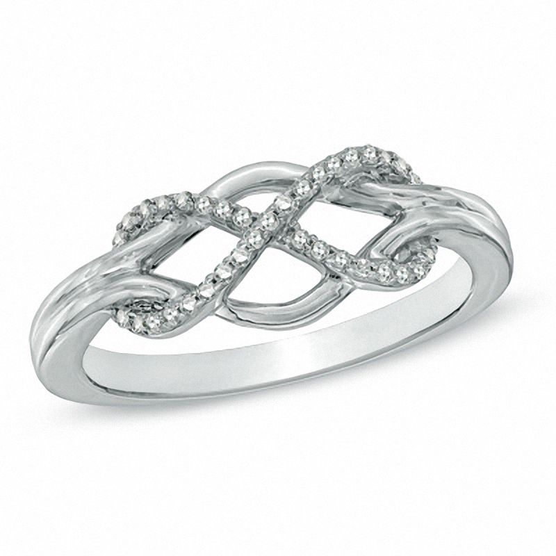 0.10 CT. T.W. Diamond Infinity Symbol Weave Ring in Sterling Silver|Peoples Jewellers