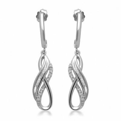 0.15 CT. T.W. Diamond Layered Infinity Drop Earrings in Sterling Silver