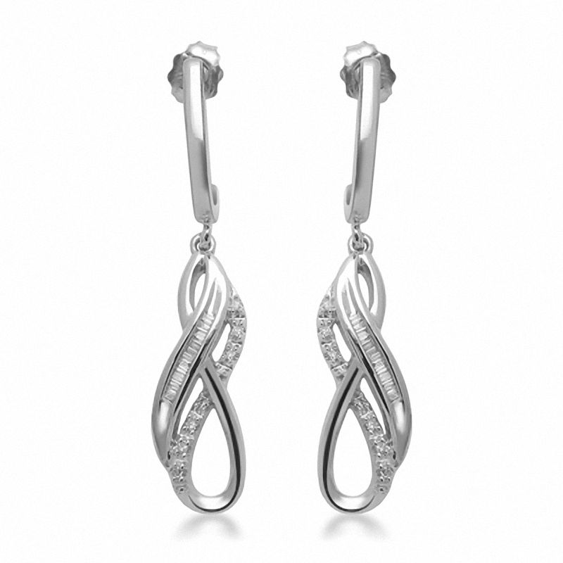 0.15 CT. T.W. Diamond Layered Infinity Drop Earrings in Sterling Silver