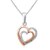 Thumbnail Image 0 of 0.04 CT. T.W. Diamond Double Heart Pendant in Sterling Silver and 10K Rose Gold