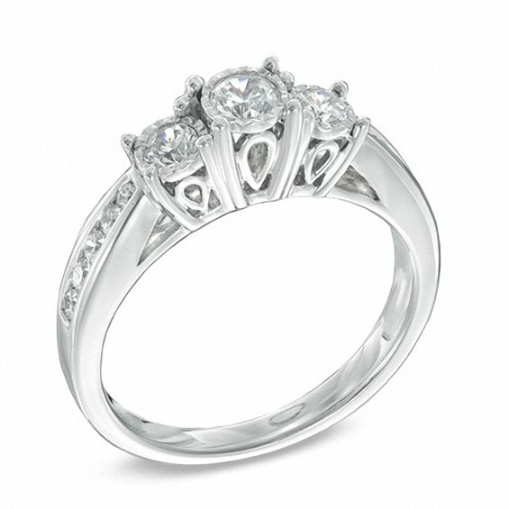 0.50 CT. T.W. Diamond Three Stone Engagement Ring in 10K White Gold