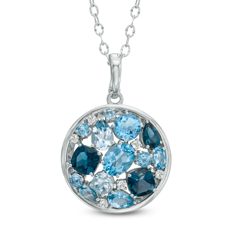 Blue and White Topaz Pendant in Sterling Silver|Peoples Jewellers