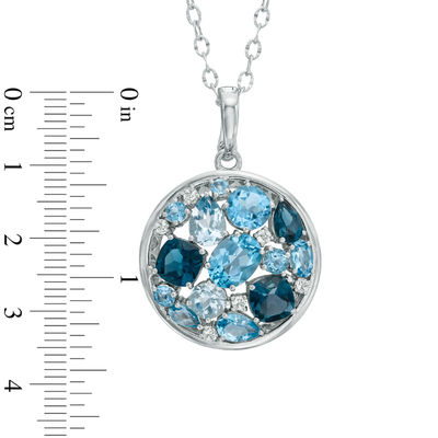 Blue and White Topaz Pendant in Sterling Silver