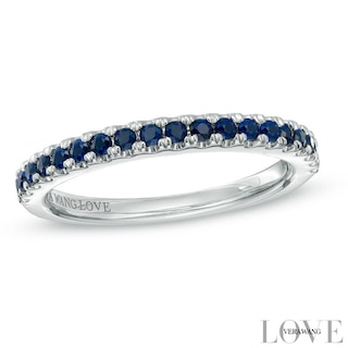 Vera Wang Love Collection Blue Sapphire Wedding Band in 14K White Gold