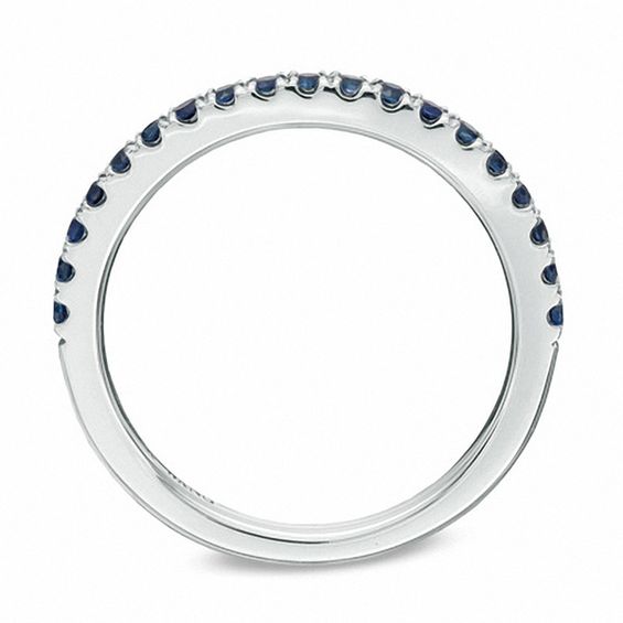 Vera Wang Love Collection Blue Sapphire Wedding Band in 14K White Gold