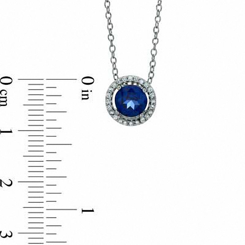 Main Image 3 of Lab-Created Blue and White Sapphire Pendant, Ring and Earrings Set in Sterling Silver - Size 7