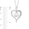 7.5-8.0mm Freshwater Cultured Pearl and Lab-Created White Sapphire Heart Pendant in Sterling Silver