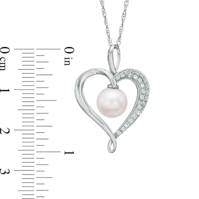 7.5-8.0mm Freshwater Cultured Pearl and Lab-Created White Sapphire Heart Pendant in Sterling Silver