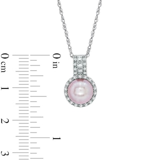 7.5-8.0mm Pink Freshwater Cultured Pearl and Lab-Created White Sapphire Pendant in Sterling Silver