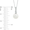 Thumbnail Image 1 of 7.5-8.0mm Freshwater Cultured Pearl and Lab-Created White Sapphire Pendant in 10K White Gold