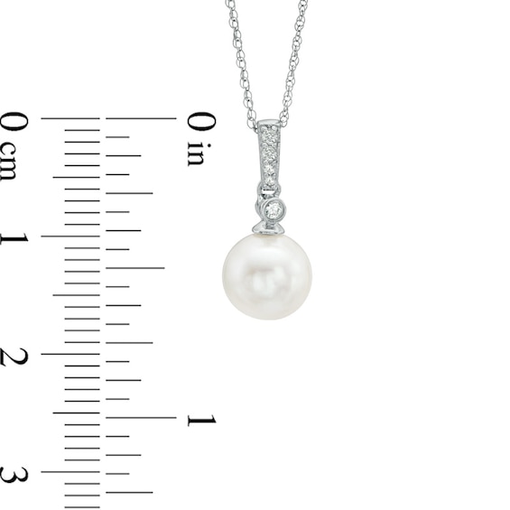 7.5-8.0mm Freshwater Cultured Pearl and Lab-Created White Sapphire Pendant in 10K White Gold