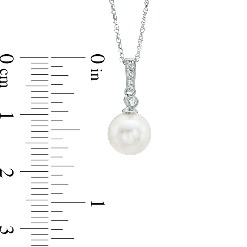 7.5-8.0mm Freshwater Cultured Pearl and Lab-Created White Sapphire Pendant in 10K White Gold