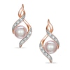 Thumbnail Image 0 of 6.0-6.5mm Pink Freshwater Cultured Pearl and Diamond Accent Earrings in 10K Rose Gold