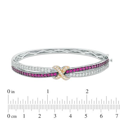 Lab-Created Ruby and White Sapphire Bangle in Sterling Silver