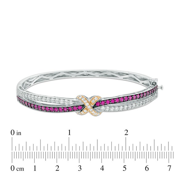 Lab-Created Ruby and White Sapphire Bangle in Sterling Silver