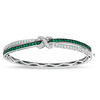 Thumbnail Image 0 of Lab-Created Emerald and White Sapphire Bangle in Sterling Silver