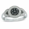 0.33 CT. T.W. Enhanced Black and White Diamond Vintage-Style Ring in Sterling Silver