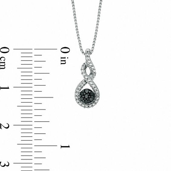 0.10 CT. T.W. Enhanced Black and White Diamond Cluster Twist Pendant in Sterling Silver