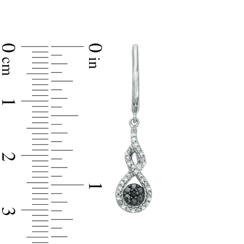 0.10 CT. T.W. Enhanced Black and White Diamond Cluster Twist Drop Earrings in Sterling Silver|Peoples Jewellers
