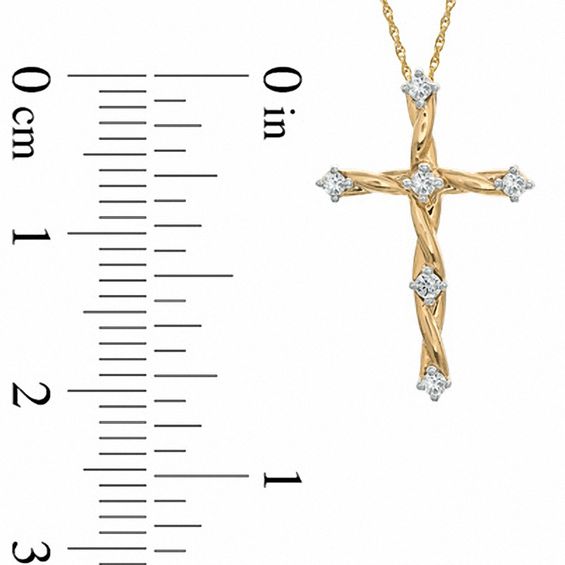 0.12 CT. T.W. Diamond Twine Cross Pendant in 10K Gold