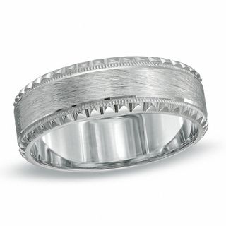 Men's 7.0mm Wedding Band in 10K White Gold - Size 10