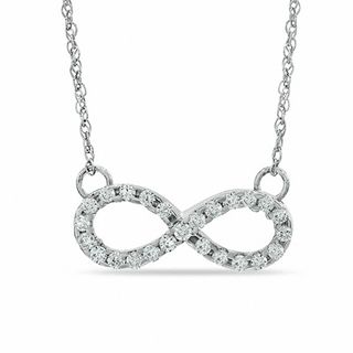 White Lab-Created Sapphire Infinity Necklace in Sterling Silver