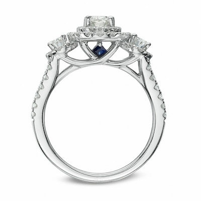 Vera Wang Love Collection 1.45 CT. T.W. Oval Diamond Three Stone Engagement Ring in 14K White Gold