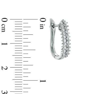 0.50 CT. T.W. Diamond Starburst Oval Hoop Earrings in 10K White Gold