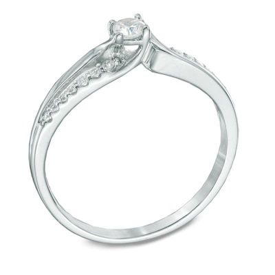 Diamond Accent Three Stone Promise Ring in Sterling Silver