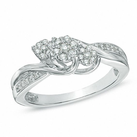 Diamond Accent Split Shank Promise Ring in Sterling Silver