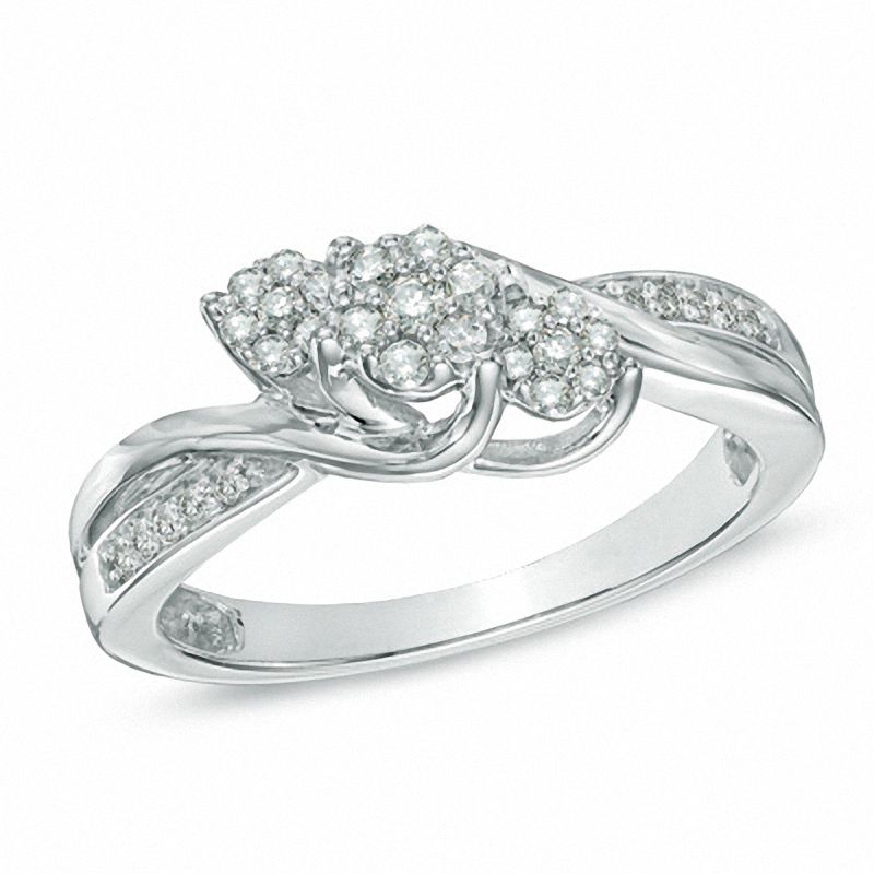 Diamond Accent Split Shank Promise Ring in Sterling Silver|Peoples Jewellers