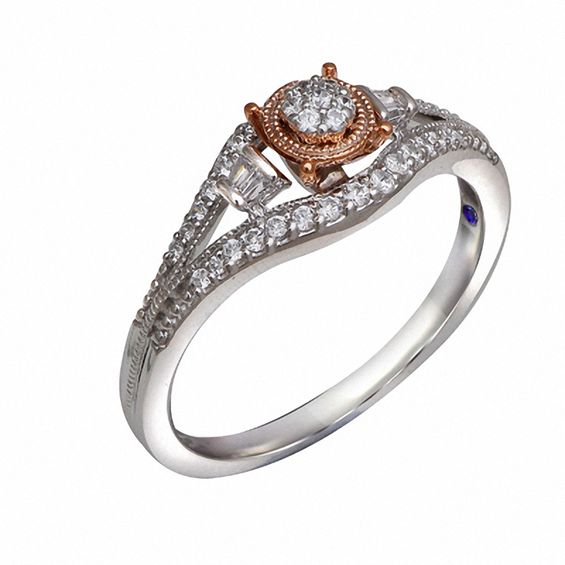 Enhanced Blue and White Diamond Accent Heart Promise Ring in Sterling Silver