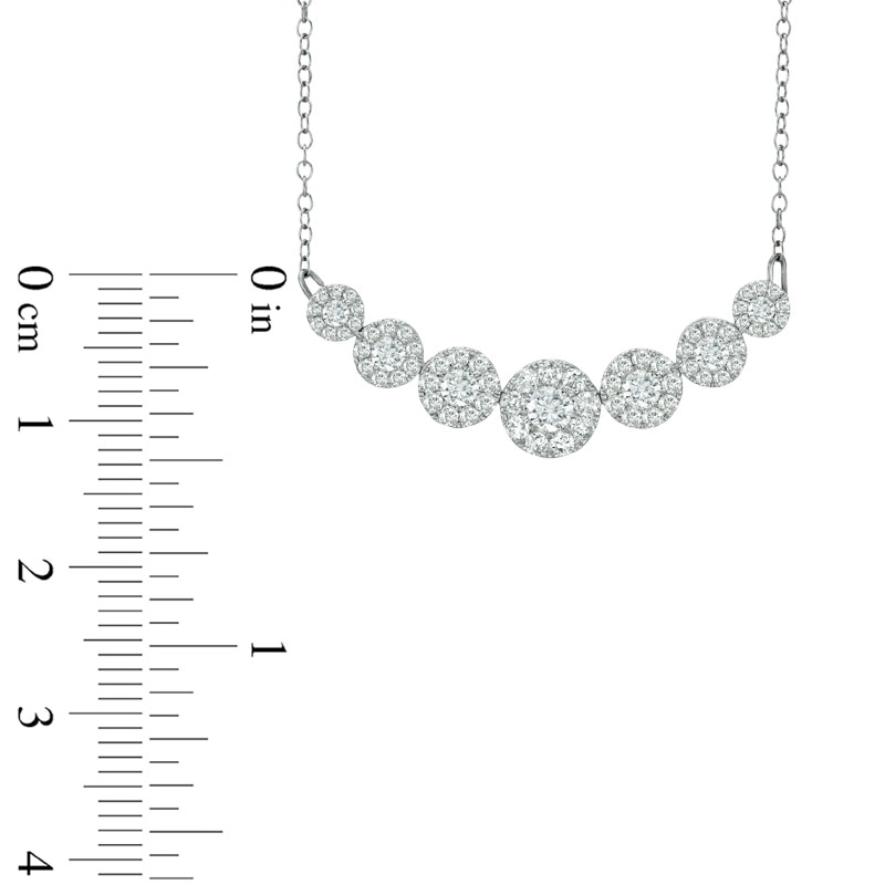 1.00 CT. T.W. Diamond Seven Stone Frame Necklace in 10K White Gold