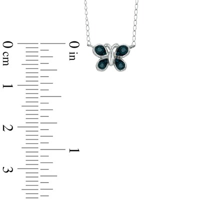 TEENYTINY™ Enhanced Blue Diamond Accent Butterfly Necklace in Sterling Silver - 17"