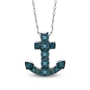 TEENYTINY™ Enhanced Blue Diamond Accent Anchor Pendant in Sterling Silver - 17"