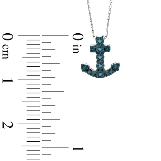 TEENYTINY™ Enhanced Blue Diamond Accent Anchor Pendant in Sterling Silver - 17"