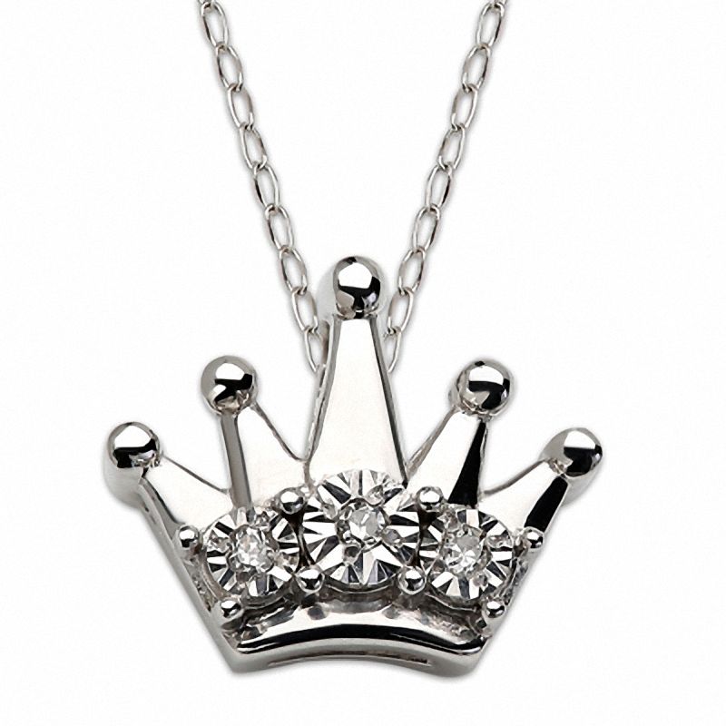 TEENYTINY™ Diamond Accent Crown Pendant in Sterling Silver - 17"