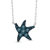 Thumbnail Image 0 of TEENYTINY™ Enhanced Blue Diamond Accent Starfish Necklace in Sterling Silver - 17"